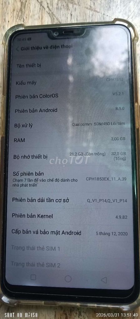 OPPO A3s 32GB. Mua bán Điện thoại tại Thành phố Bạc Liêu Bạc Liêu được đăng bởi Nhiên Nguyễn hình 1
