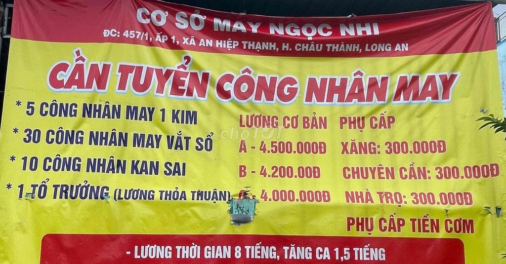 CẦN TUYỂN CÔNG NHÂN MAY. Việc làm Công nhân may tại Huyện Châu Thành Long An được đăng bởi Như Minh hình 1