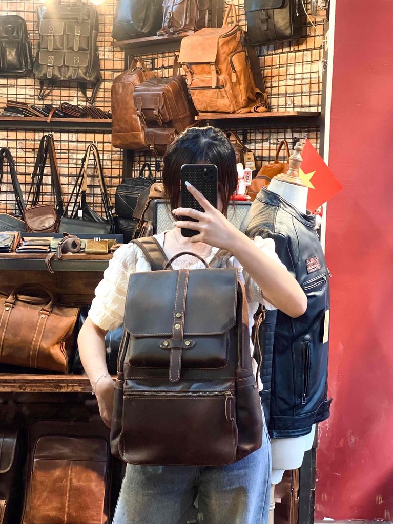 Balo Unisex Da thật Nâu da bò. Mua bán Túi xách tại Quận Hải Châu Đà Nẵng được đăng bởi Ngọc Hoà hình 1