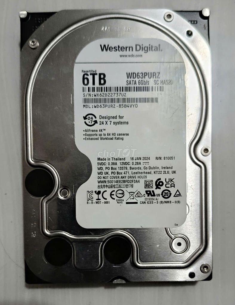 Ổ cứng HDD Western Digital WD63PURZ 6TB. Mua bán Linh kiện (RAM, Card...) tại Huyện Vị Thuỷ Hậu Giang được đăng bởi Van Long hình 1