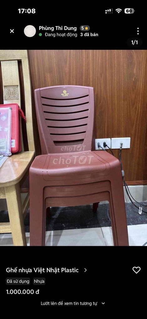 Ghế nhựa Việt Nhật Plastic Nâu Đã sử dụng. Mua bán Bàn ghế tại Quận Thanh Xuân Hà Nội được đăng bởi Phùng Thi Dung hình 1