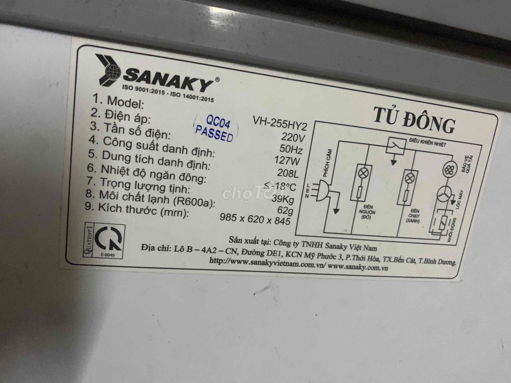 tủ đông sanaky sd hơn 1 năm thanh lý