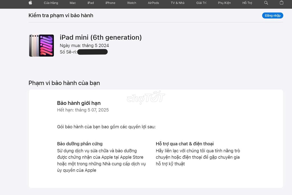 Mình cần bán Ipad Mini 6 256GB Full box BH 5/2025