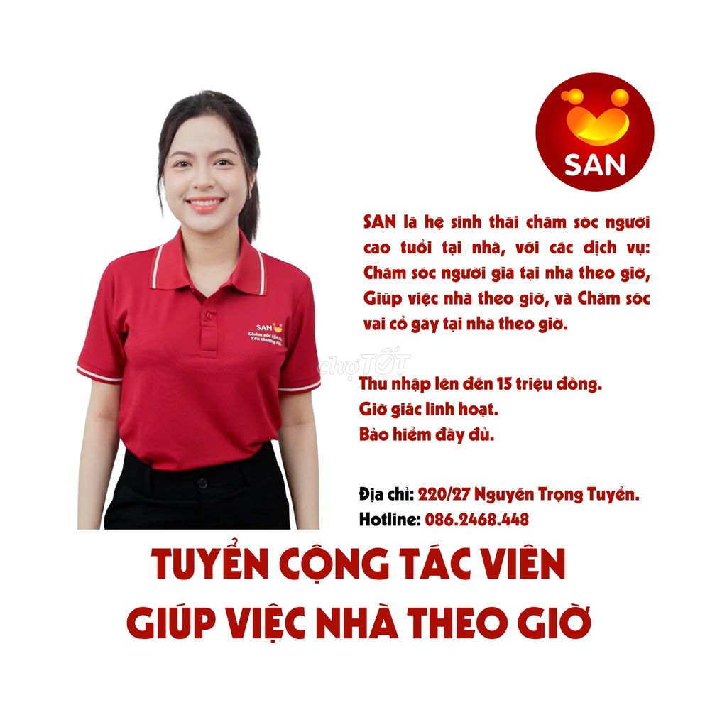 SAN tuyển Gấp 200 Cô Giúp việc nhà theo giờ. Dịch vụ dọn dẹp nhà tại Quận Phú Nhuận Tp Hồ Chí Minh được đăng bởi MS SAN hình 1