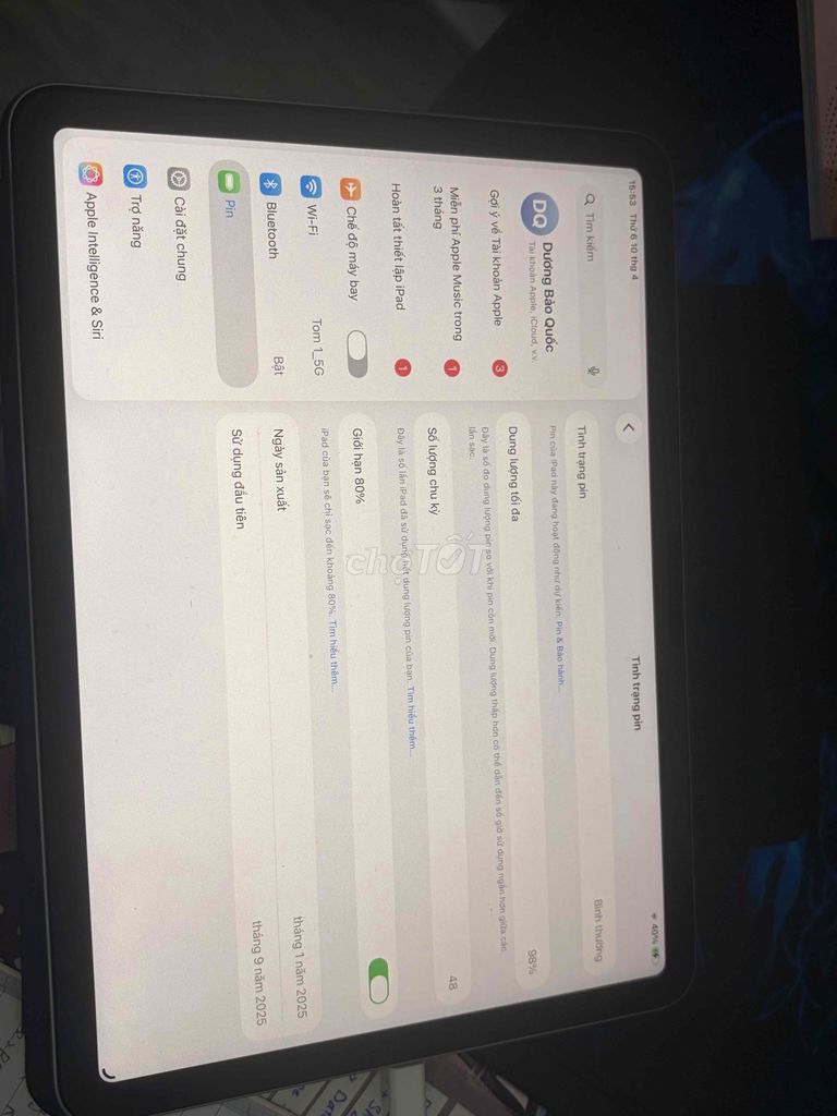 Apple iPad Air M3 128GB Đã sử dụng. Mua bán Máy tính bảng tại Thành phố Thủ Đức Tp Hồ Chí Minh được đăng bởi Quốc hình 1