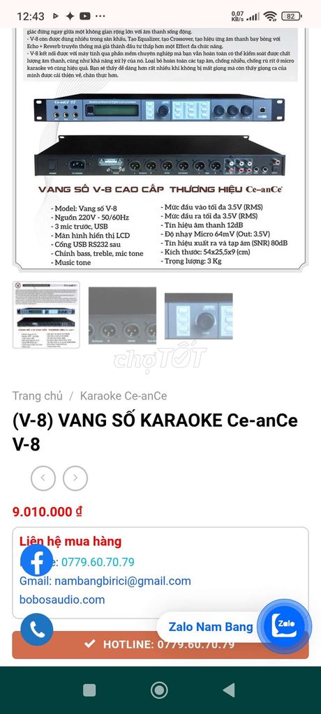 Vang số bãi cao cấp V8 có cổng quang