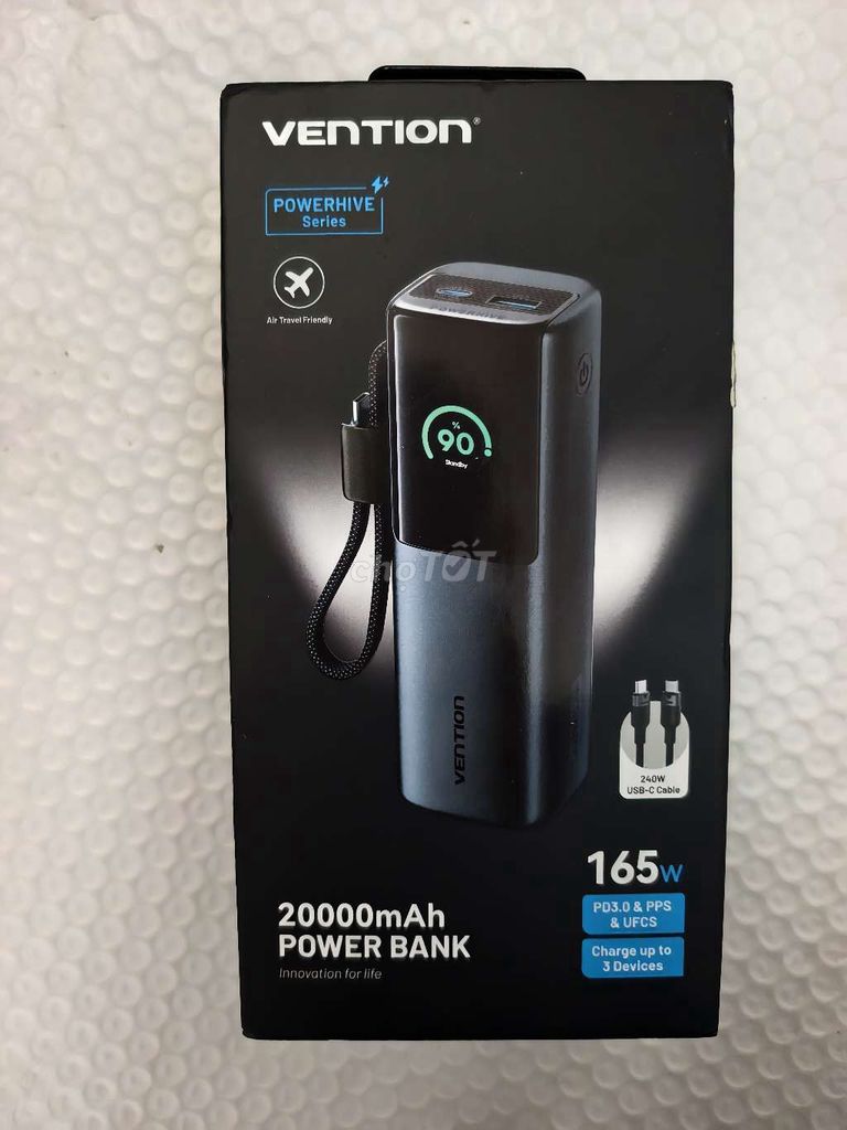 Sạc dự phòng Vention 20000mAh 165W Đen. Mua bán Phụ kiện (Màn hình, Chuột...) tại Huyện Tứ Kỳ Hải Dương được đăng bởi khanh hình 1