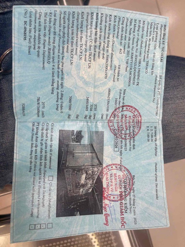 Bán Teraco 3t5 thùng 5m đời 2021, xe đẹp zin đét. Mua bán Xe tải, xe ben tại Thành phố Dĩ An Bình Dương được đăng bởi xetaigiare hình 6