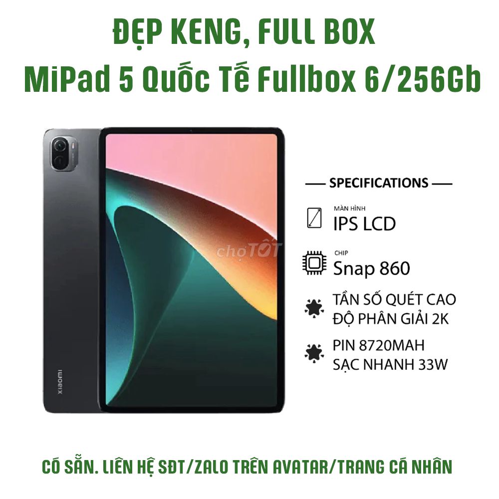 Mipad 5 Quốc Tế 6/256Gb ĐẸP KENG FULL BOX. Mua bán Máy tính bảng tại Quận 8 Tp Hồ Chí Minh được đăng bởi GHP VÂN hình 1