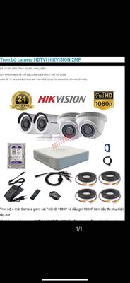 Bộ Camera Hikvision 4 mắt 2.0Mp Full HD siêu nét !