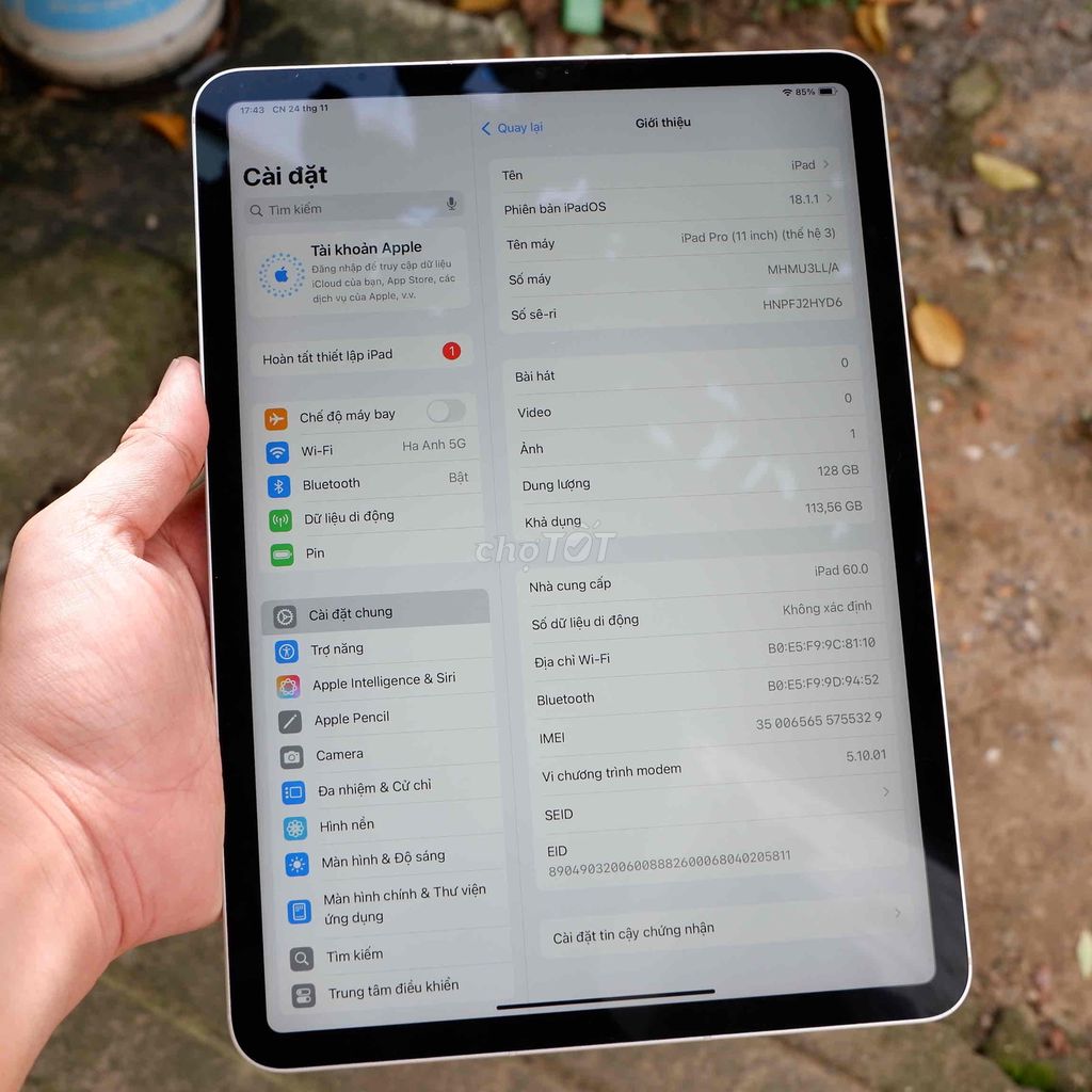 Apple iPad Pro 11 inch M1 128gb xài được sim 5G