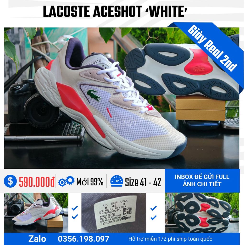 [CHÍNH HÃNG] [Mới 99%] Giày Lacoste Aceshot Trắng. Mua bán Giày dép tại Quận Hoàn Kiếm Hà Nội được đăng bởi chú CÔNG AN bán giày CHÍNH HÃNG hình 1