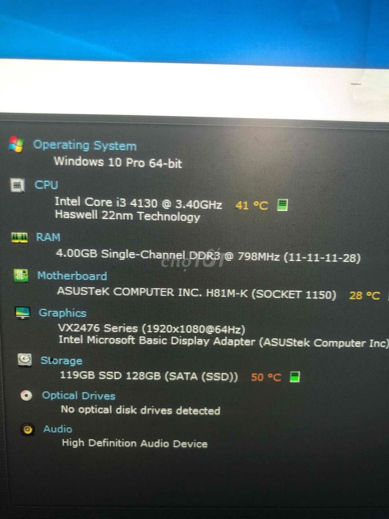 Intel Core i3 /Ram4GB DDR3 /SSD 128GB Văn phòng. Mua bán Máy tính để bàn tại Thành phố Bến Tre Bến Tre được đăng bởi khương hình 1