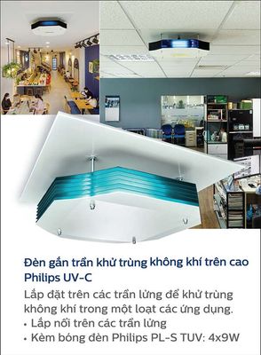 Đèn gắn trần khử trùng không khí Philips UV-C. Mới