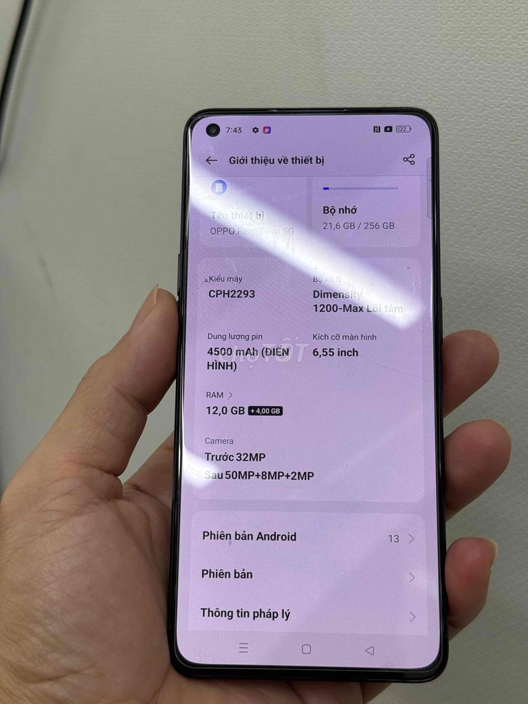 Oppo Reno 7 Pro 5G 256GB Đen. Mua bán Điện thoại tại Quận Phú Nhuận Tp Hồ Chí Minh được đăng bởi hoang anh 255 hình 1