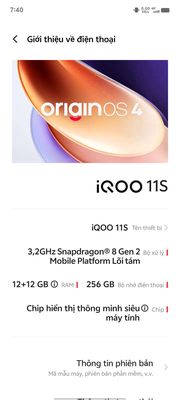 Iqoo 11s fullbox đẹp 12/256Gb