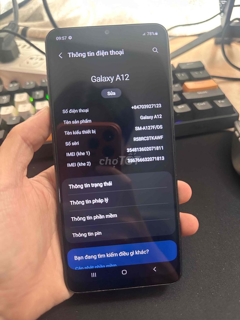 Samsung Galaxy A12 Xanh Đã qua sử dụng. Mua bán Điện thoại tại Quận Bình Tân Tp Hồ Chí Minh được đăng bởi Nguyên Lê hình 1