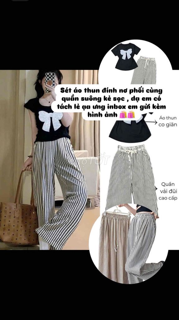 Bộ quần áo nữ vải thun kẻ sọc. Mua bán Quần áo tại Huyện Vĩnh Cửu Đồng Nai được đăng bởi Quỳnh Rin  hình 1