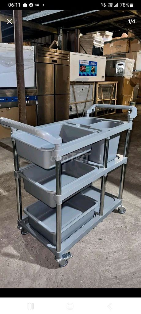 Xe đẩy phục vụ 3 tầng Xám. Mua bán Đồ chuyên dụng, Giống nuôi trồng tại Thị xã Long Mỹ Hậu Giang được đăng bởi Thuy Vy Coco hình 1