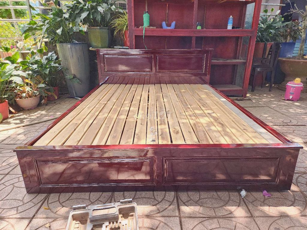 Giường 1m6×2m gổ căm xe. Mua bán Giường, chăn ga gối nệm tại Quận Bình Thuỷ Cần Thơ được đăng bởi Cường Đồ Gổ Cũ Xưa hình 1