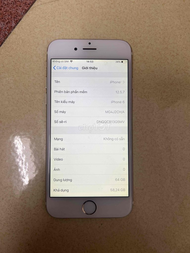 Apple iPhone 6 64GB Vàng (không sim). Mua bán Điện thoại tại Quận Hà Đông Hà Nội được đăng bởi Nguyễn Bá Tùng hình 1