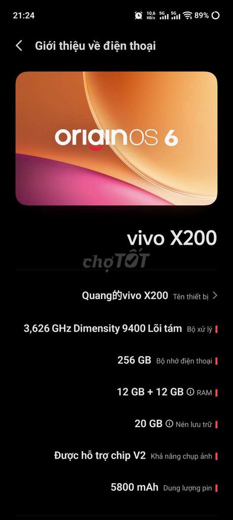 Vivo X200 256GB. Mua bán Điện thoại tại Huyện Bình Xuyên Vĩnh Phúc được đăng bởi Quang Thêm hình 1