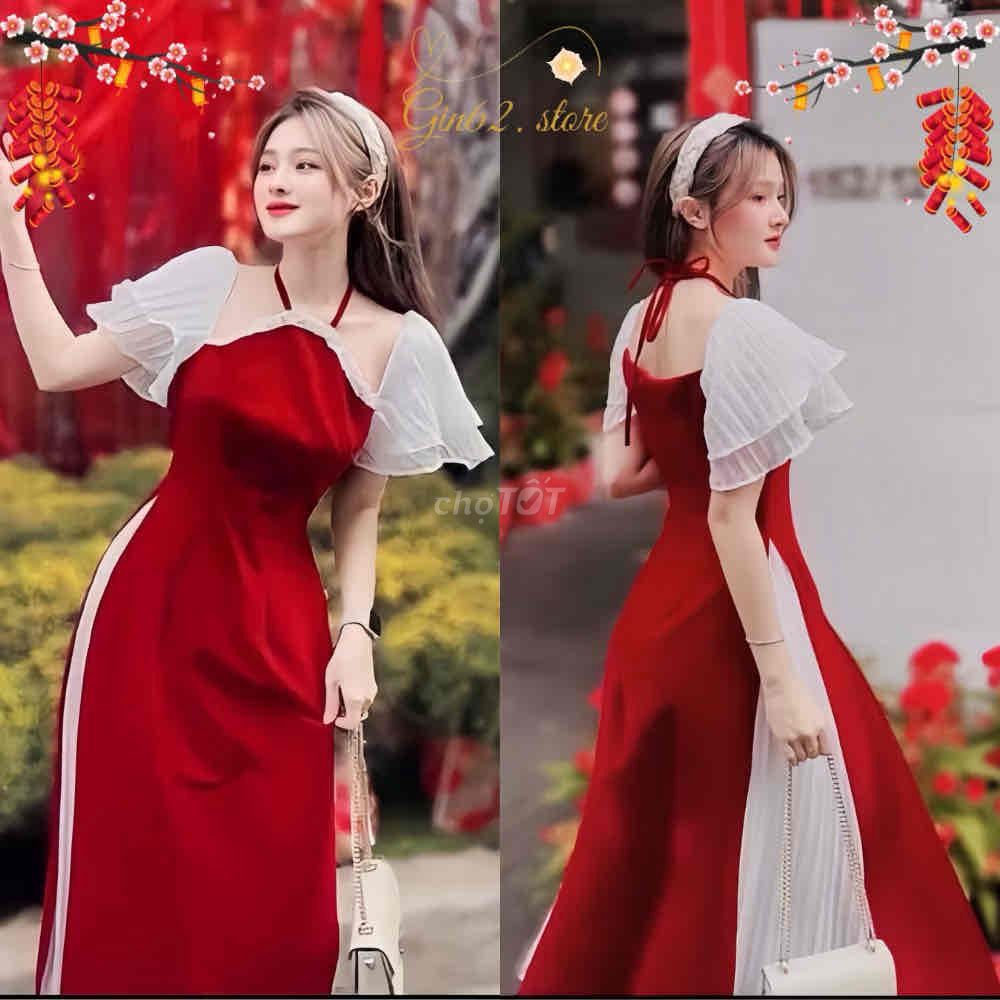 Áo dài cách tân truyền thống cổ yếm nữ, chất nhung. Mua bán Quần áo tại Thành phố Nam Định Nam Định được đăng bởi taphoaxinh hình 1