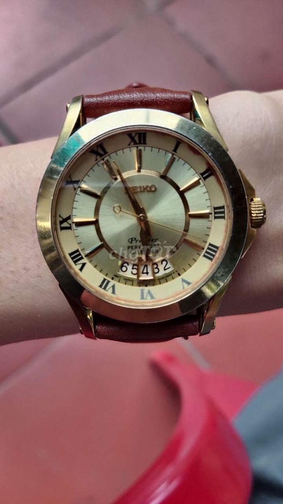 Đồng hồ Seiko Nam dây da Vàng 40mm. Mua bán Đồng hồ tại Quận Kiến An Hải Phòng được đăng bởi Gia Minh bolero hình 1