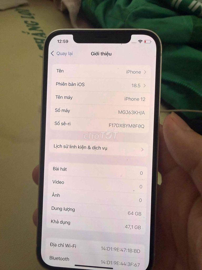 Apple iPhone 12 64GB Trắng. Mua bán Điện thoại tại Huyện An Dương Hải Phòng được đăng bởi tôn doãn  hình 1