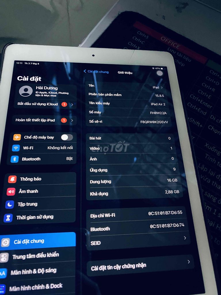 Apple iPad Air 2 16GB Trắng. Mua bán Máy tính bảng tại Huyện Bình Chánh Tp Hồ Chí Minh được đăng bởi Hải Dươngdương hình 1