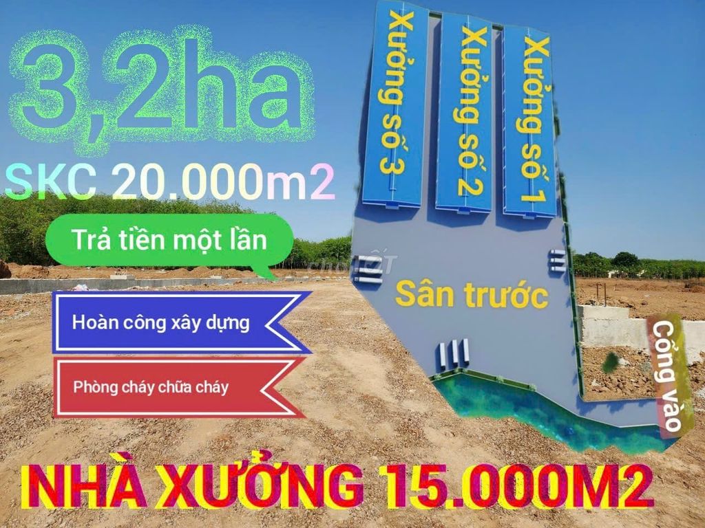 BÁN XƯỞNG 32000m2 HUYÊN BẦU BÀNG .BINH DƯƠNG   GIÁ RẺ