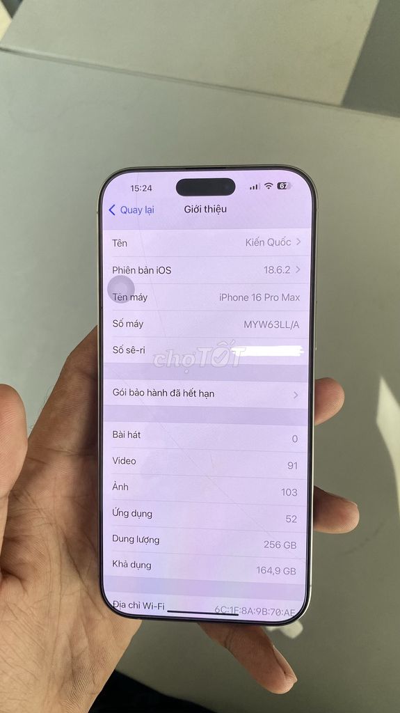 iPhone 16 Pro Max 256GB Titan chưa qua sửa chữa. Mua bán Điện thoại tại Huyện Hóc Môn Tp Hồ Chí Minh được đăng bởi Quoc Kien hình 1