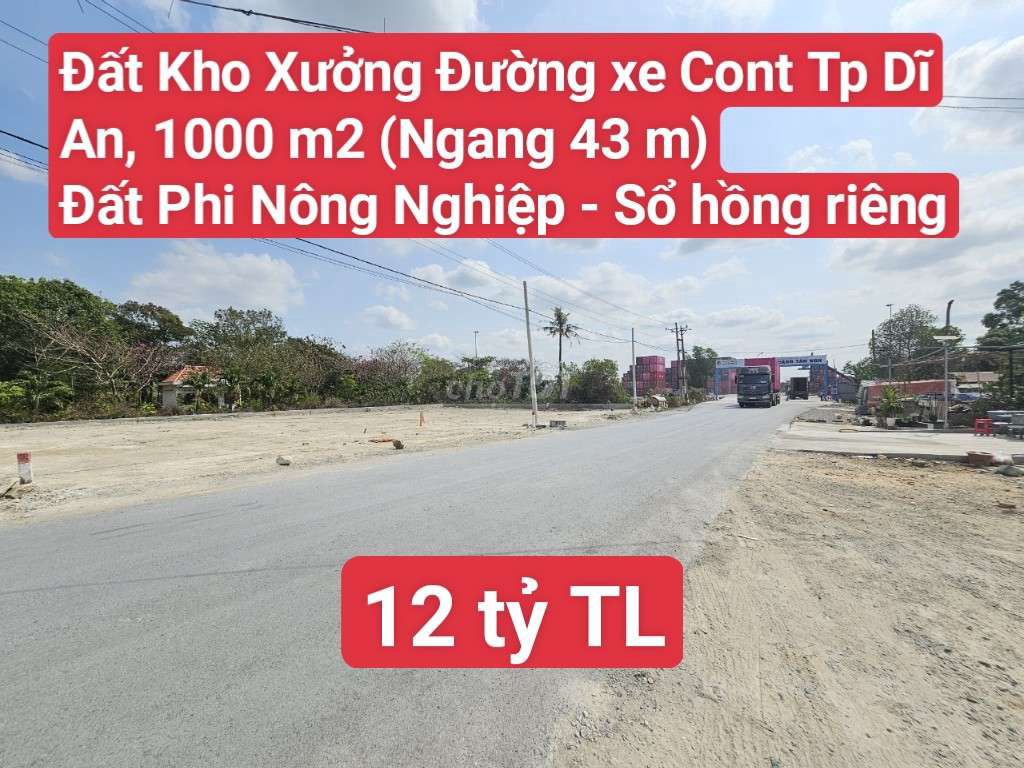 🆘 Đất Kho Xưởng Đường Xe Cont Gần KDC Châu Thới, P. Bình An, Tp Dĩ An