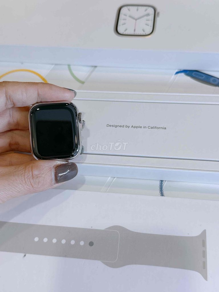 apple watch s7-41mm thép trắng fulbox máy zin