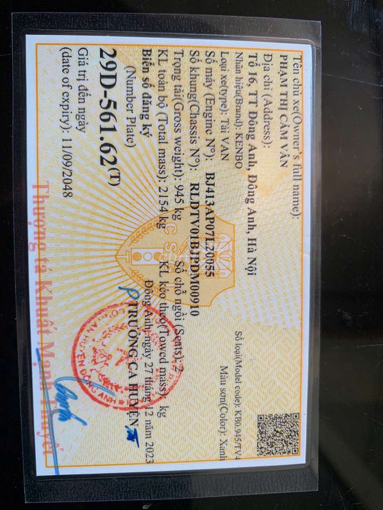 KENBO KB0.945TV4 2023 945 kg. Mua bán Xe tải, xe ben tại Quận Long Biên Hà Nội được đăng bởi A Tuyên hình 4