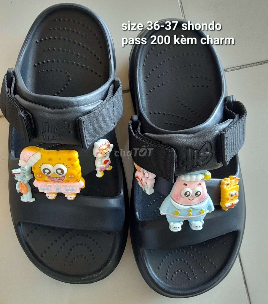 Dép sandal Shondo Đúc su Đen 36-37. Mua bán Giày dép tại Huyện Châu Thành Đồng Tháp được đăng bởi cá nóc hình 1