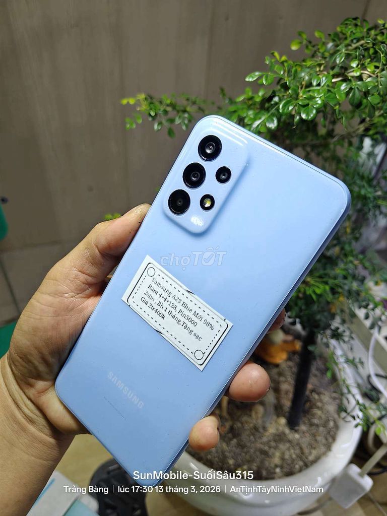 Samsung A23 R4+4+128 Pin5000 zin 100. Mua bán Điện thoại tại Huyện Trảng Bàng Tây Ninh được đăng bởi Sun Mobile Shop Điện Thoại Trảng Bàng Tây Ninh 01 hình 1