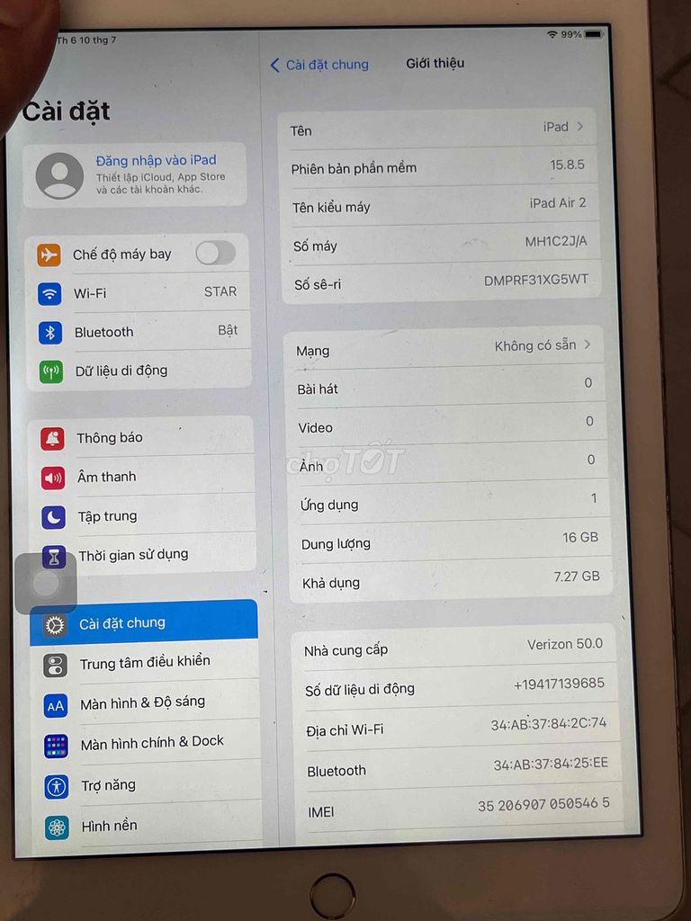 Apple iPad Air 2 16GB Vàng 4G. Mua bán Máy tính bảng tại Thị xã Tân Uyên Bình Dương được đăng bởi tran tam hình 1
