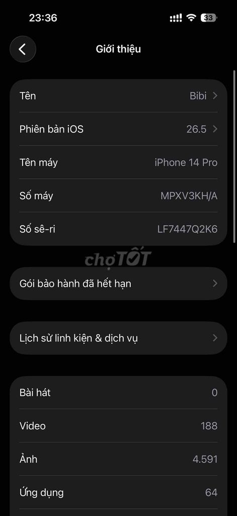 Apple iPhone 14 Pro 128GB Đã sử dụng. Mua bán Điện thoại tại Quận Thanh Xuân Hà Nội được đăng bởi Vũ Tuấn Minh hình 1