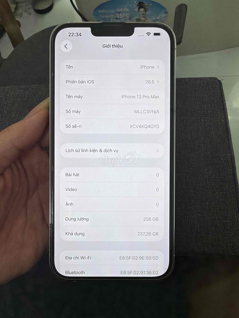 Apple iPhone 13 Pro Max 256GB Trắng Đã thay pin. Mua bán Điện thoại tại Huyện Thanh Trì Hà Nội được đăng bởi  tài hình 1