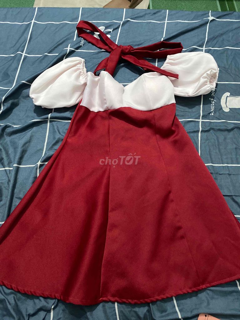 Đầm trễ vai Nữ Satin Tay bồng nơ cổ. Mua bán Quần áo tại Huyện Củ Chi Tp Hồ Chí Minh được đăng bởi Tường Vy hình 1