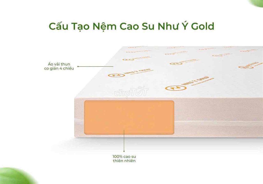 Nệm cao su Như Ý Gold 1m6x2m Vàng kem kháng khuẩn. Mua bán Giường, chăn ga gối nệm tại Thành phố Cà Mau Cà Mau được đăng bởi Nệm Giá Kho Cà Mau hình 1