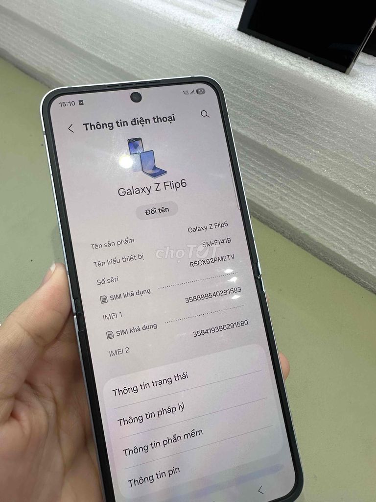 Samsung Galaxy Z Flip 6 256GB Xanh 99%. Mua bán Điện thoại tại Quận 10 Tp Hồ Chí Minh được đăng bởi Phát Thành STORE hình 1