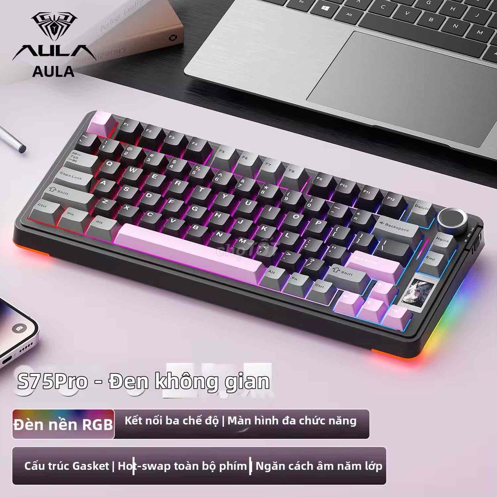 Bàn phím cơ AULA S75Pro Đen. Mua bán Phụ kiện (Màn hình, Chuột...) tại Thị xã Hương Thủy Thừa Thiên Huế được đăng bởi Bỉm Sữa Gia An hình 1