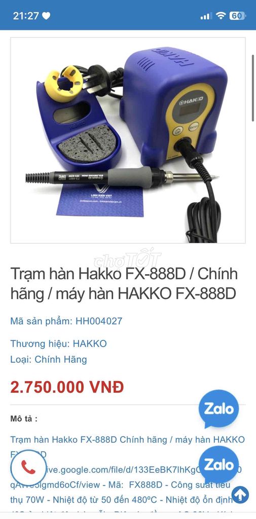 Trạm hàn Hakko fx-888D