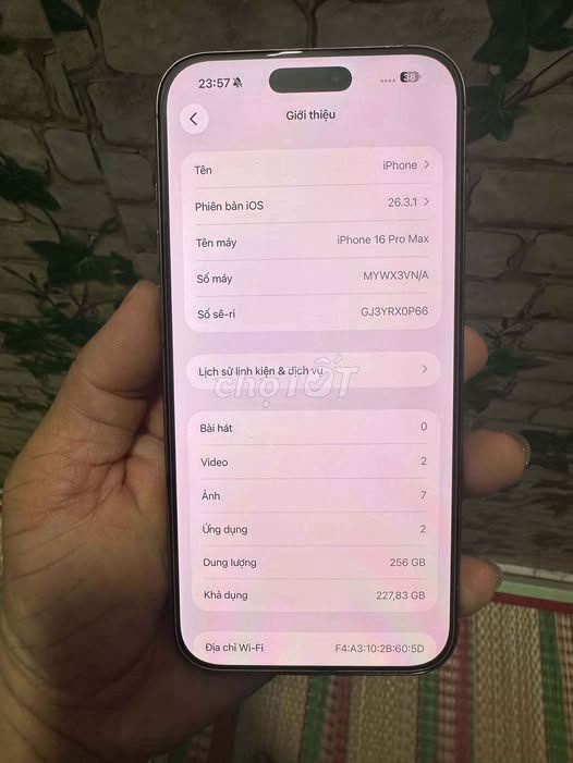 iPhone 16 Pro Max 256GB. Mua bán Điện thoại tại Thành phố Thuận An Bình Dương được đăng bởi Hội Đồ Điện Tử hình 1
