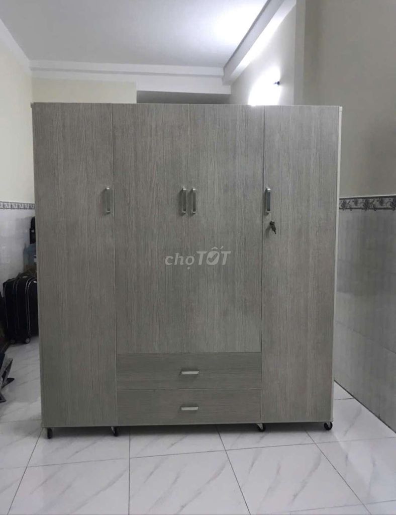 TỦ NHỰA ĐÀI LOAN 4 CÁNH MÀU VÂN GỖ SỒI . Mua bán Tủ, kệ gia đình tại Thị xã Bến Cát Bình Dương được đăng bởi Tủ nhựa đài loan hoàng quân hình 1