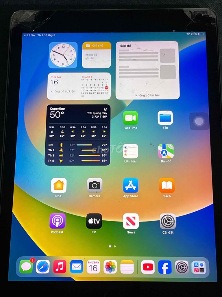 Apple iPad Pro 9.7 inch 32GB Xám,nứt kính như hình. Mua bán Máy tính bảng tại Quận 8 Tp Hồ Chí Minh được đăng bởi ngothanhdieungo hình 1