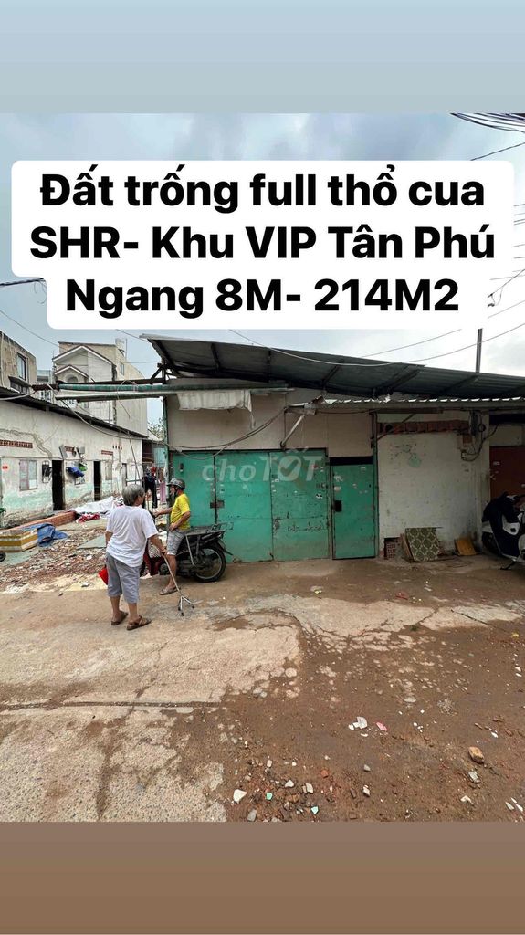 ĐẤT TRỐNG THỔ CƯ-ĐƯỜNG XE TẢI THÔNG-KHU VIP TÂN PHÚ- NGANG 8M- 204M2 .