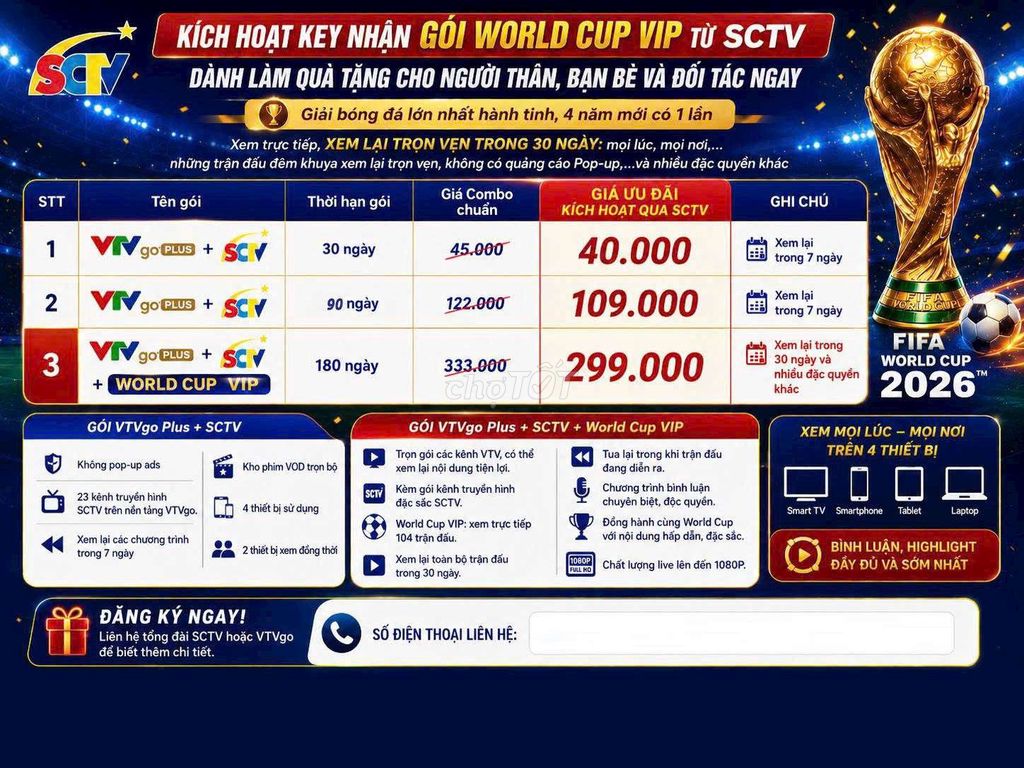 COMBO SCTV+VTVGO. Dịch vụ tại Quận Tân Phú Tp Hồ Chí Minh được đăng bởi Th Ly hình 1